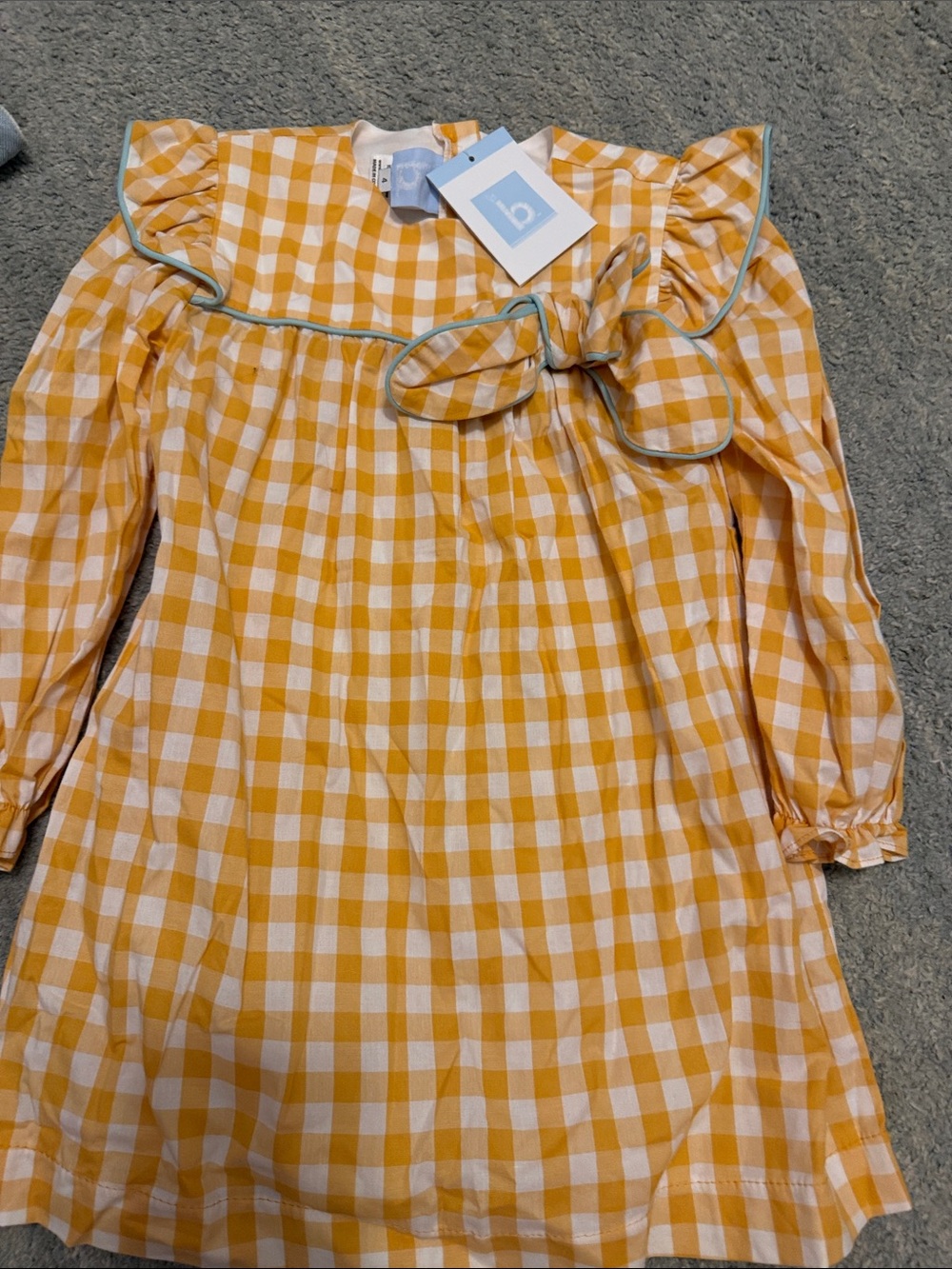 bella bliss Yellow & White Gingham Bow-Front Dress